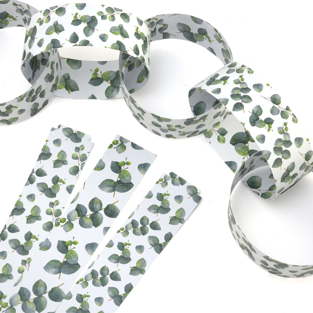 30 Reusable Christmas Paper Chains | Watercolour Eucalyptus | No Glue | 2.5m