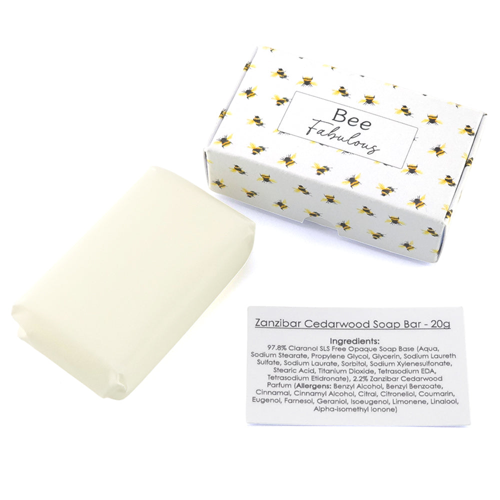 Bee Fabulous | Zanzibar & Cedarwood | 20g Travel Soap Bar | Cracker Filler