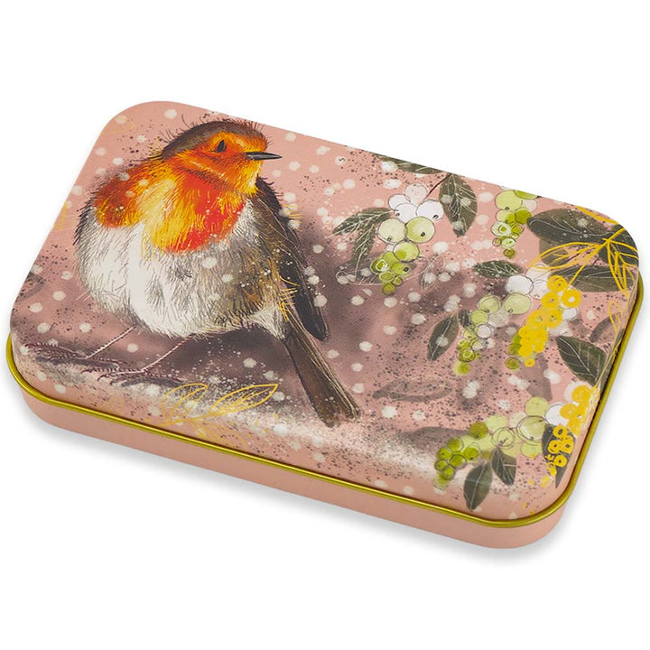 Christmas Robin &amp; Mistletoe | Little Hinged Tin to Fill | Little Gift