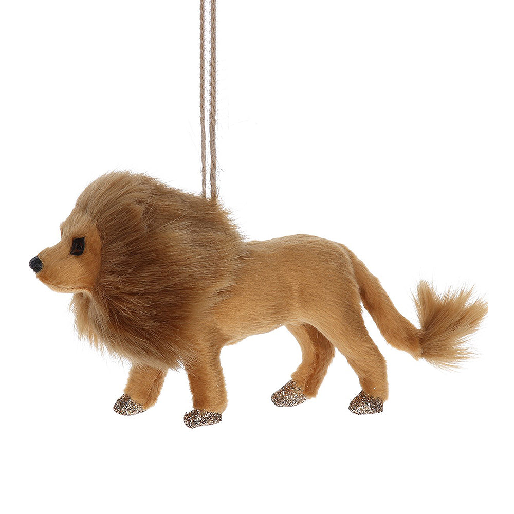 Faux Fur Lion Tree Ornament | Wild Animal Christmas Decoration