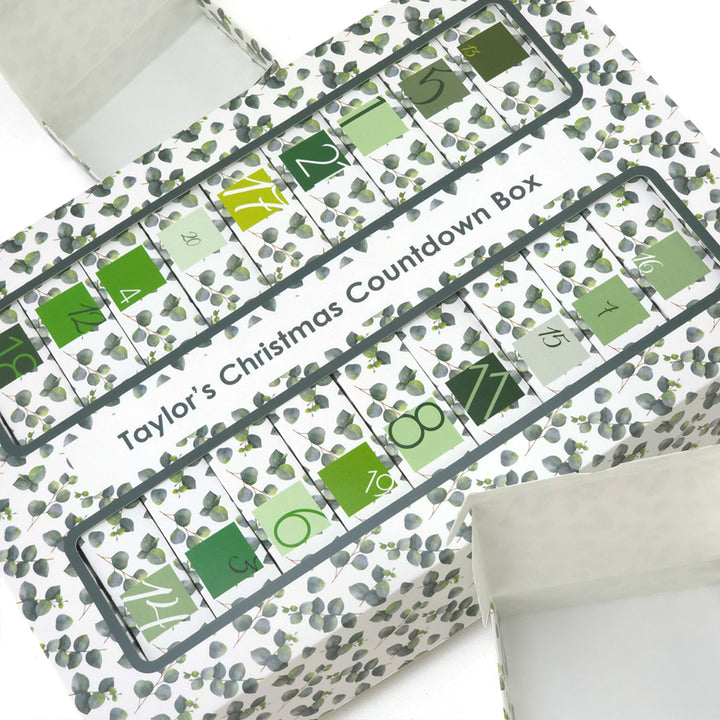 Personalised Advent Calendar Kit | 25 Soap Boxes & Outer Box | Watercolour Eucalyptus