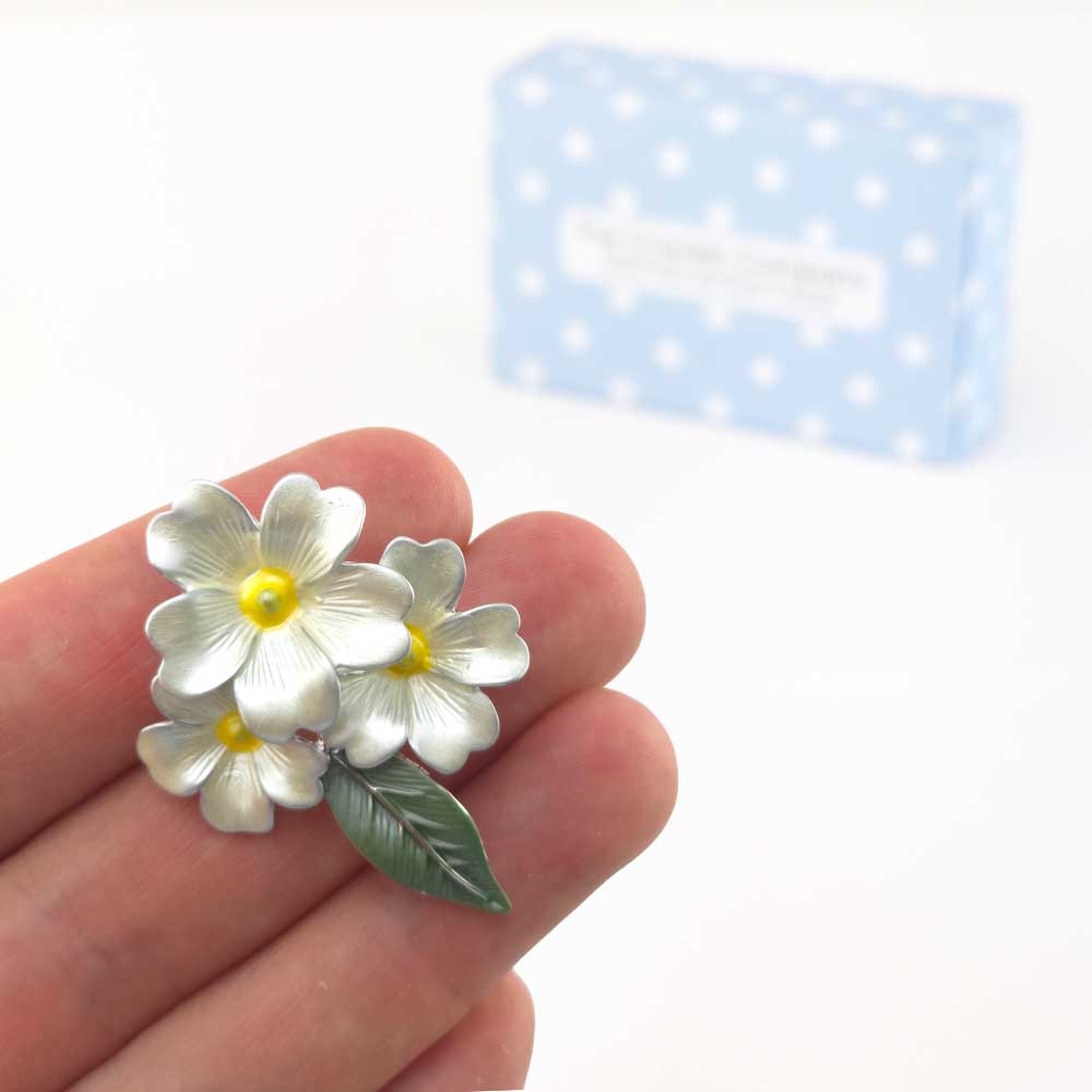 Pretty Primrose | Silver Tone Brooch | Mini Gift | Cracker Filler