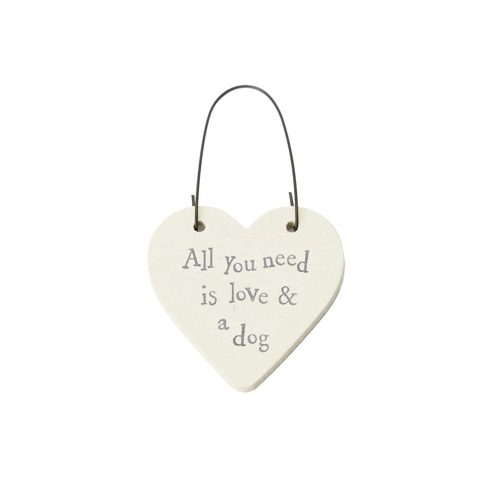 Love & A Dog - Mini Wooden Hanging Heart | Cracker Filler | Little Gift