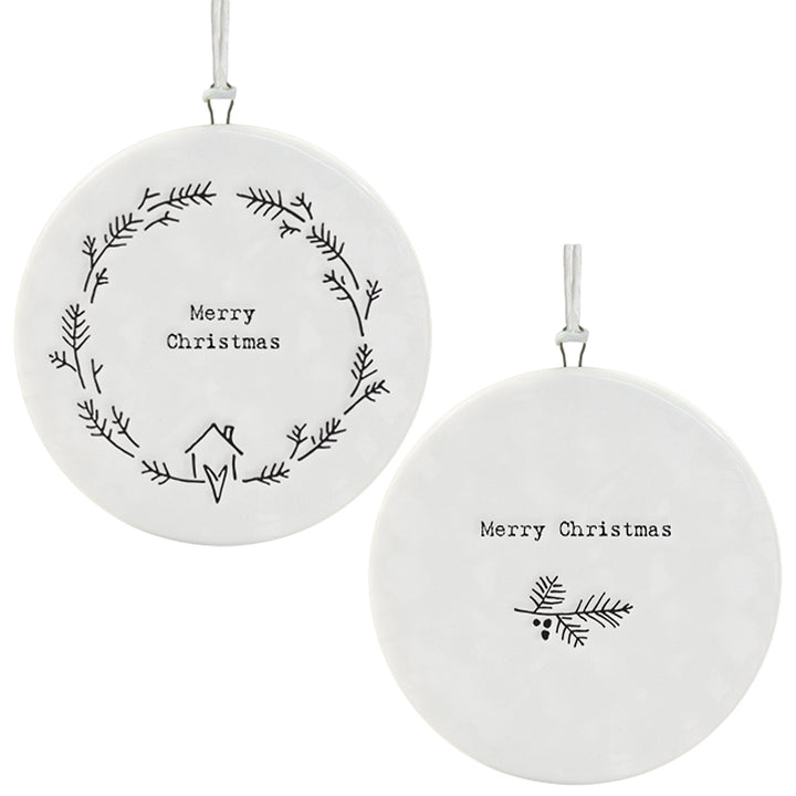 Merry Christmas | Flat Porcelain Christmas Ornament Hanger| Cracker Filler