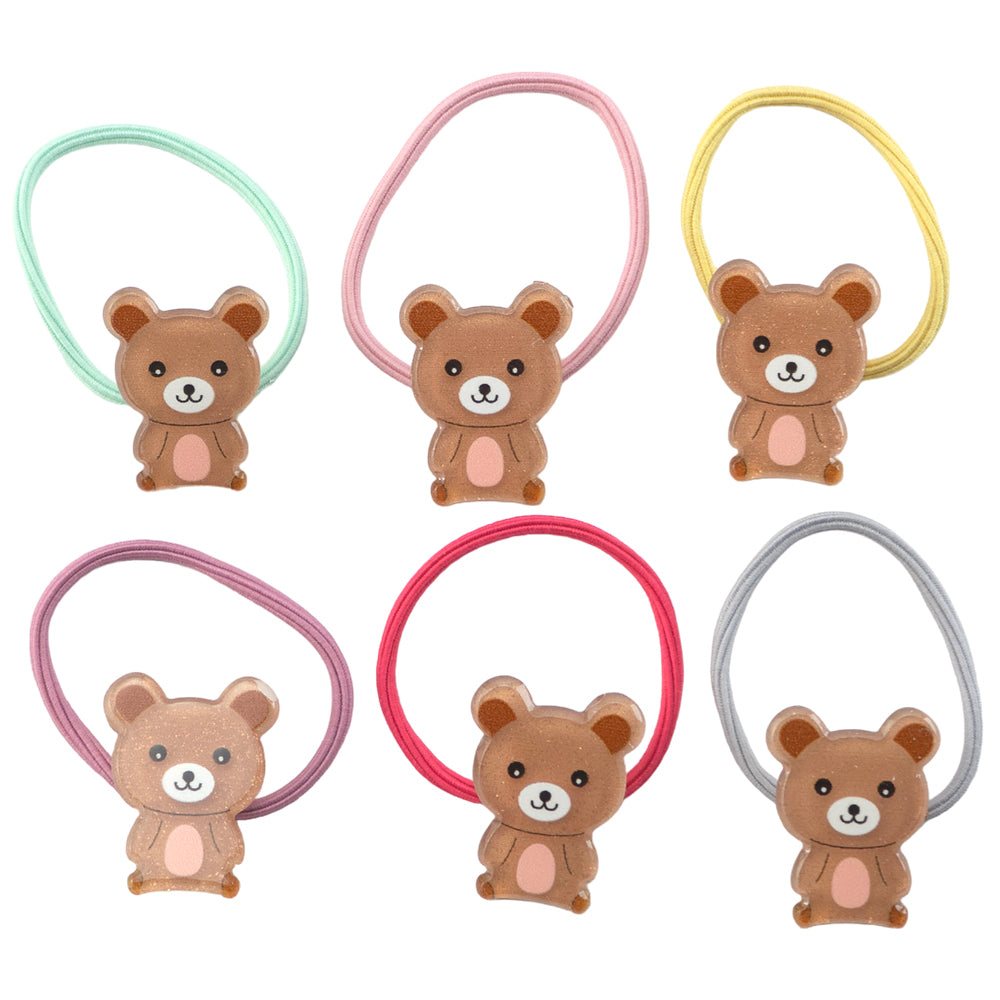 Teddy Bear Hair Bobble Elastics | Single 2-Pack | Mini Gift | Cracker Filler