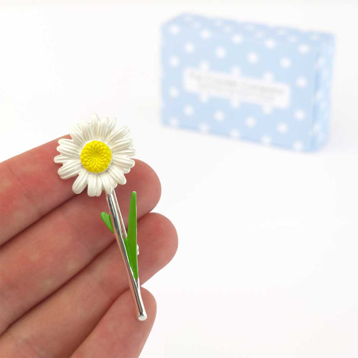 White Daisy Brooch | 5.5cm Long | Mini Gift | Cracker Filler