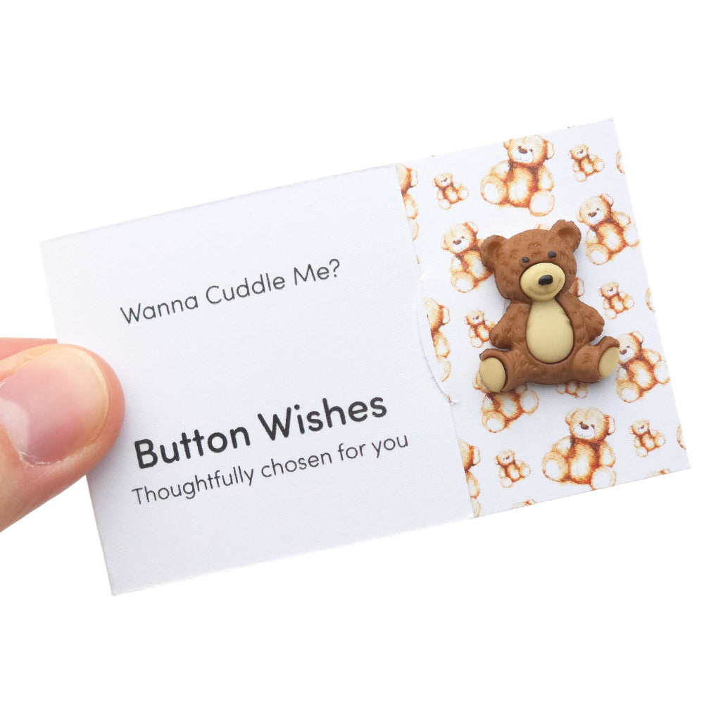 Give Me a Hug | Teddy Bear | Button Wishes Sew On Token | Mini Cracker Filler