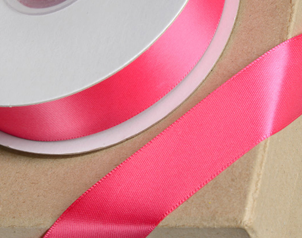 Fuchsia Pink | 15mm Double Faced Satin Ribbon | 25m Long