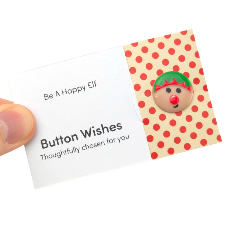 Be a Happy Elf | Christmas | Button Wishes Sew On Token | Cracker Filler