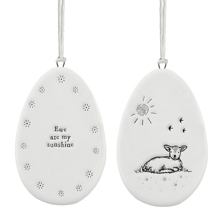 Ewe Are My Sunshine | Flat Porcelain Egg Ornament Hanger| Cracker Filler