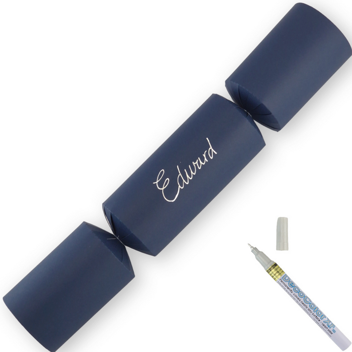 Navy Blue | 12 Personalise Your Own Crackers | Make &amp; Fill Your Own | With Pen