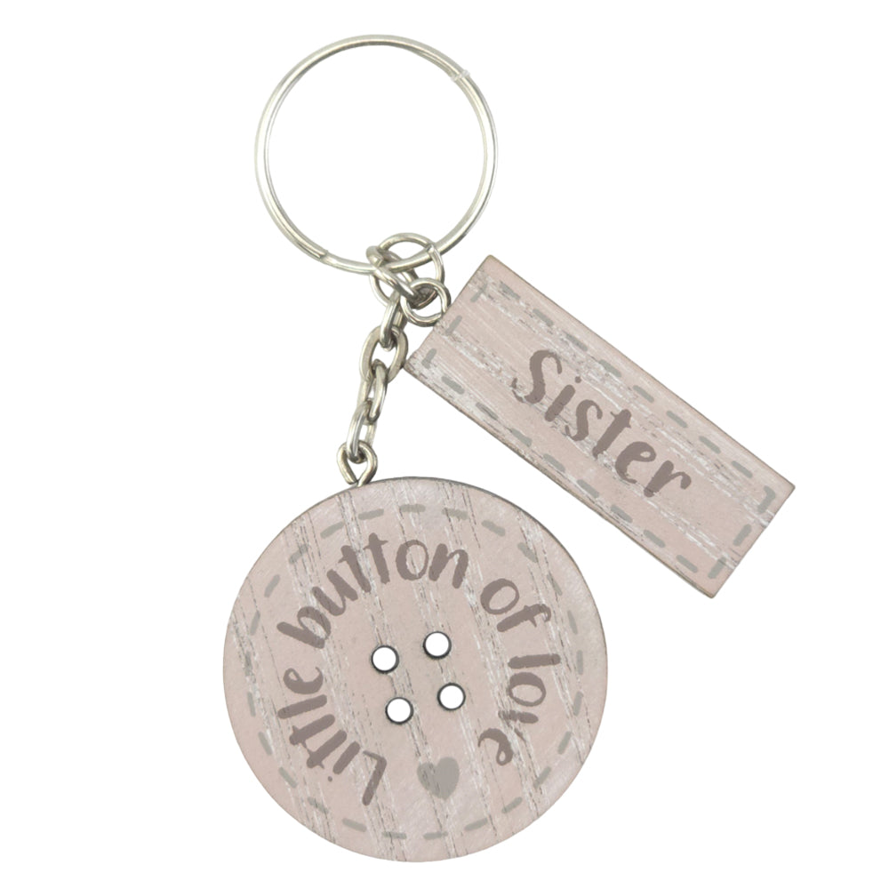 Sister | Little Button of Love | Wooden Keyring | Mini Gift | Cracker Filler