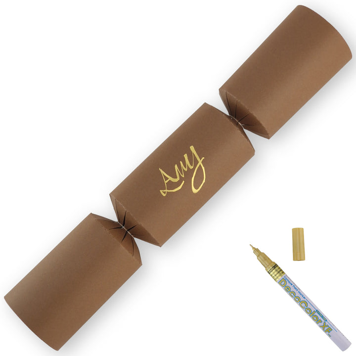 Brown | 12 Personalise Your Own Crackers | Make & Fill Your Own | With Pen