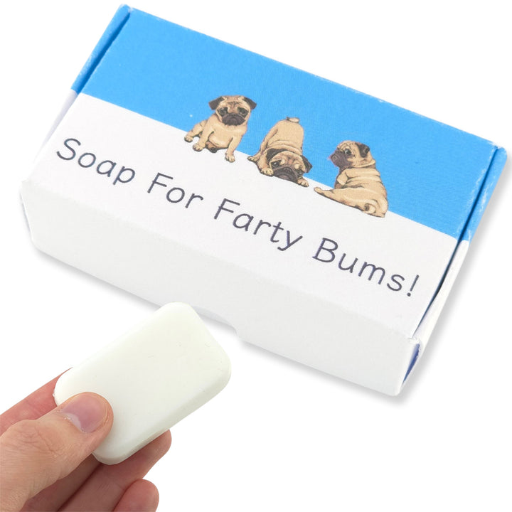 Soap for Farty Bums! | Cute Pugs | Spearmint 20g Travel Soap Bar | Cracker Filler