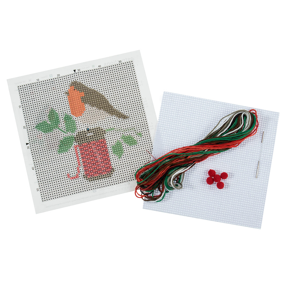 Christmas Robin | Small Cross Stitch | Complete Kit | 13cm