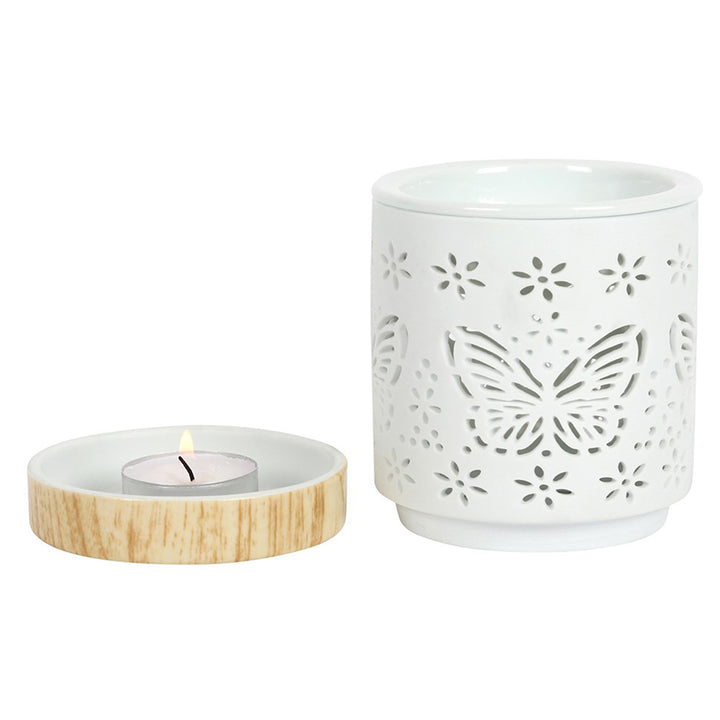 Cut Out Butterfly | Oil Burner | Matt White Ceramic | 12cm Tall