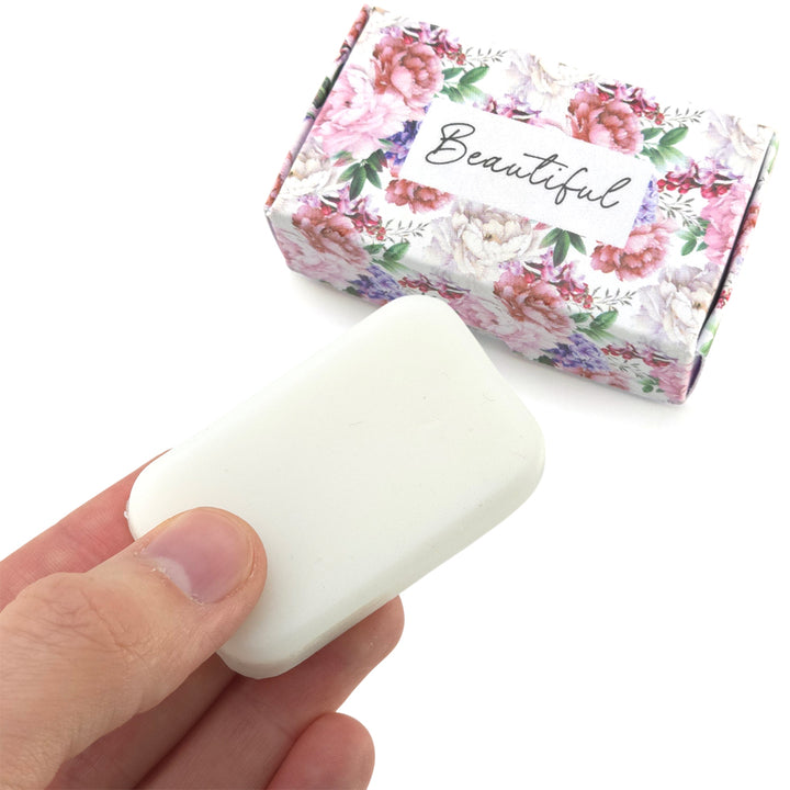 Beautiful | Tea Rose & Peony | 20g Travel Soap Bar | Mini Gift | Cracker Filler