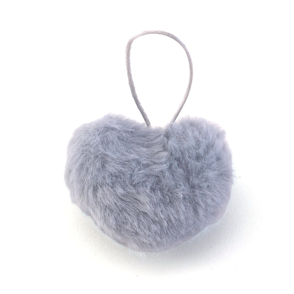 Hanging Faux Fur Pom Pom Heart | 6cm Wide | Mini Gift | Cracker Filler