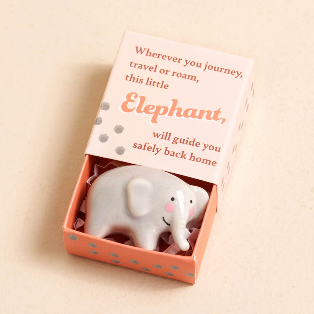 Elephant for Safe Travel | Mini Matchbox Token | Little Gift | Cracker Filler