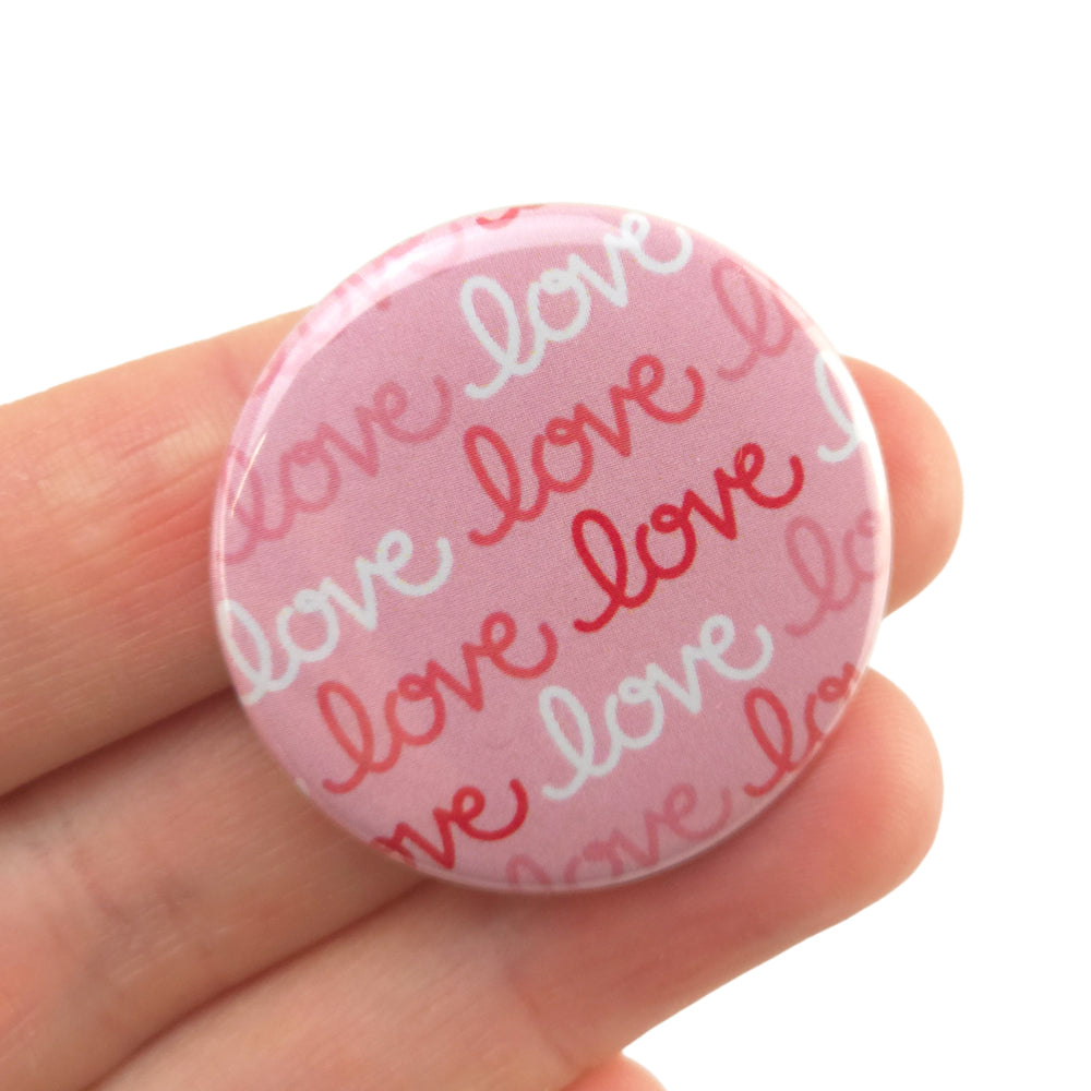 Love Love Love | 38mm Button Pin Badge | Little Valentines Gift | Cracker Filler