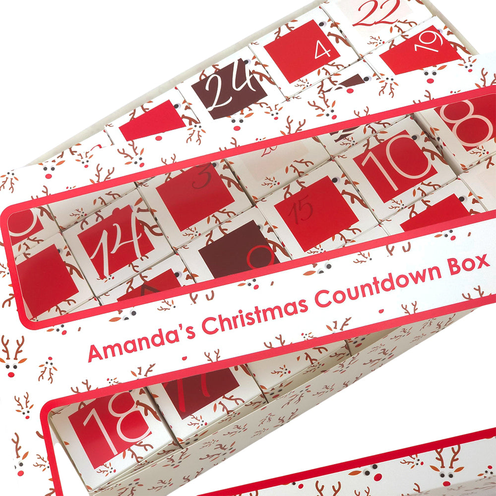 Personalised Advent Calendar Kit | 24 Cubes & Outer Box | Googly Rudolph