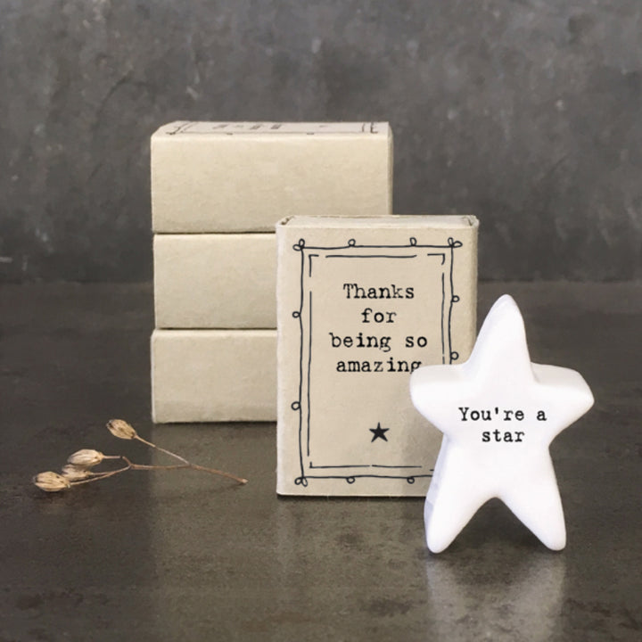 Thanks For Being So Amazing | Ceramic Star | Cracker Filler | Matchbox Mini Gift