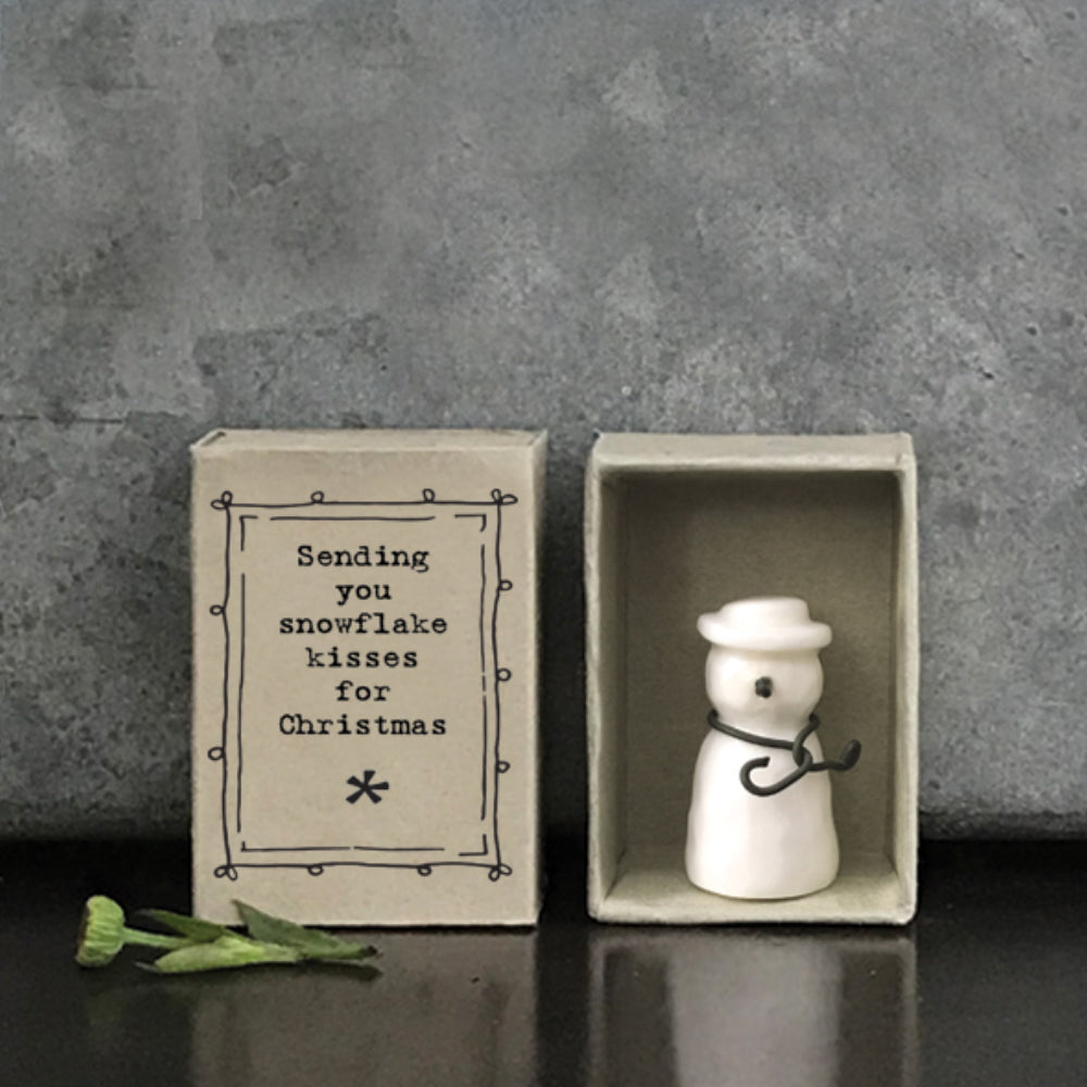 Snowflake Kisses For Christmas | Ceramic Snowman | Cracker Filler | Matchbox Gift