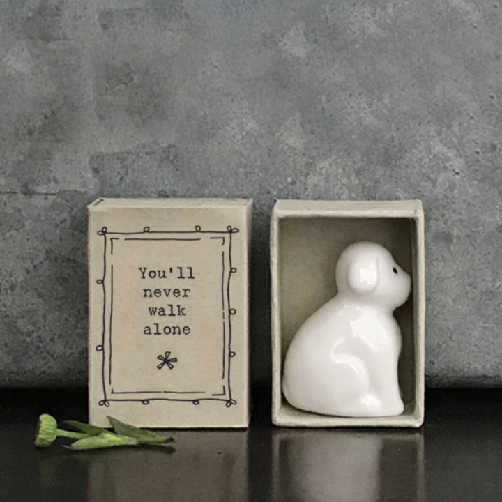 You'll Never Walk Alone | Ceramic Dog | Cracker Filler | Matchbox Mini Gift