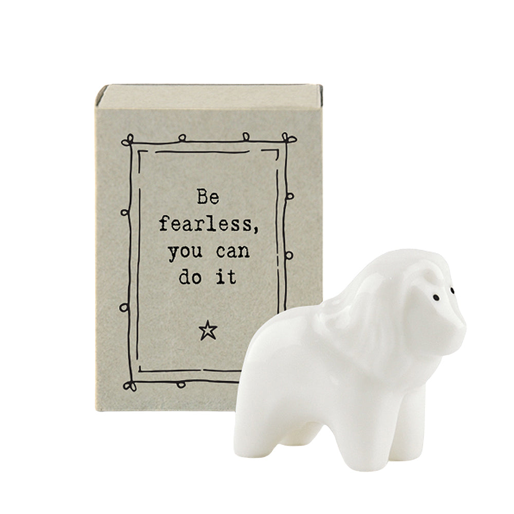 Be Fearless You Can Do It | Ceramic Lion | Cracker Filler | Matchbox Mini Gift