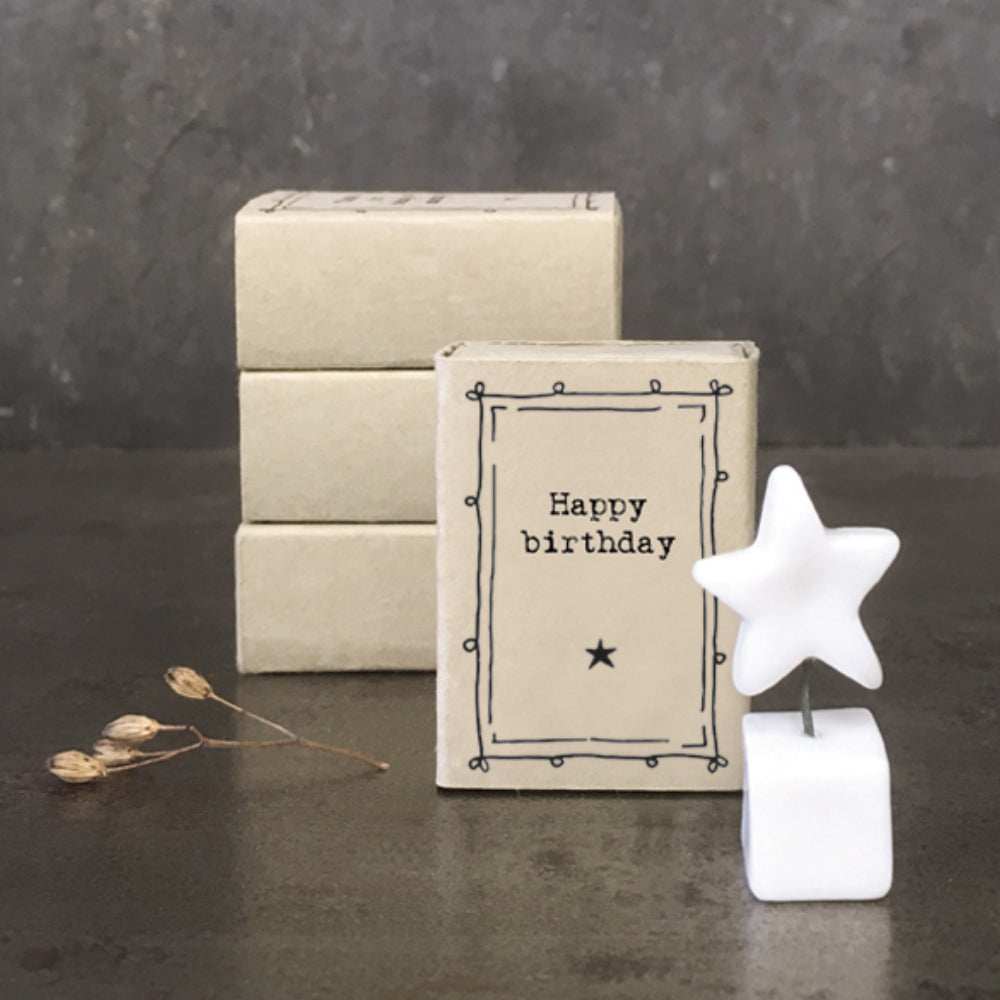 Happy Birthday | Ceramic Star | Cracker Filler | Matchbox Mini Gift