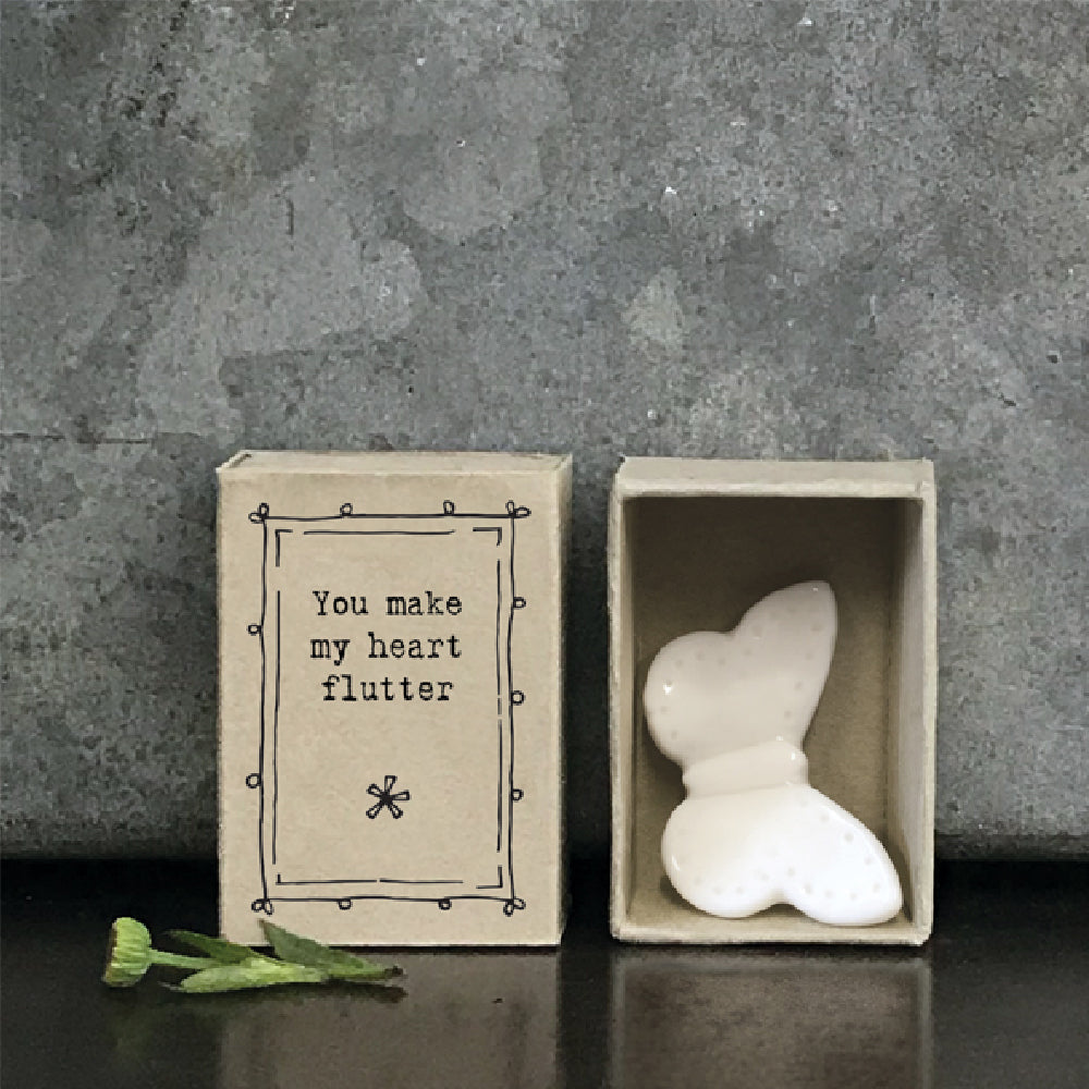 You Make My Heart Flutter | Ceramic Butterfly | Cracker Filler | Matchbox Gift