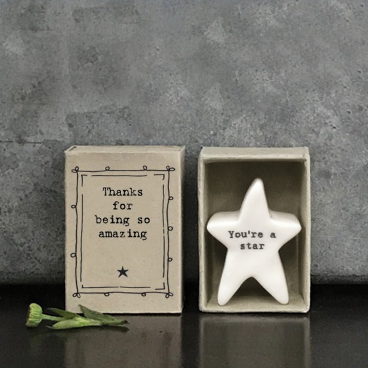 Thanks For Being So Amazing | Ceramic Star | Cracker Filler | Matchbox Mini Gift