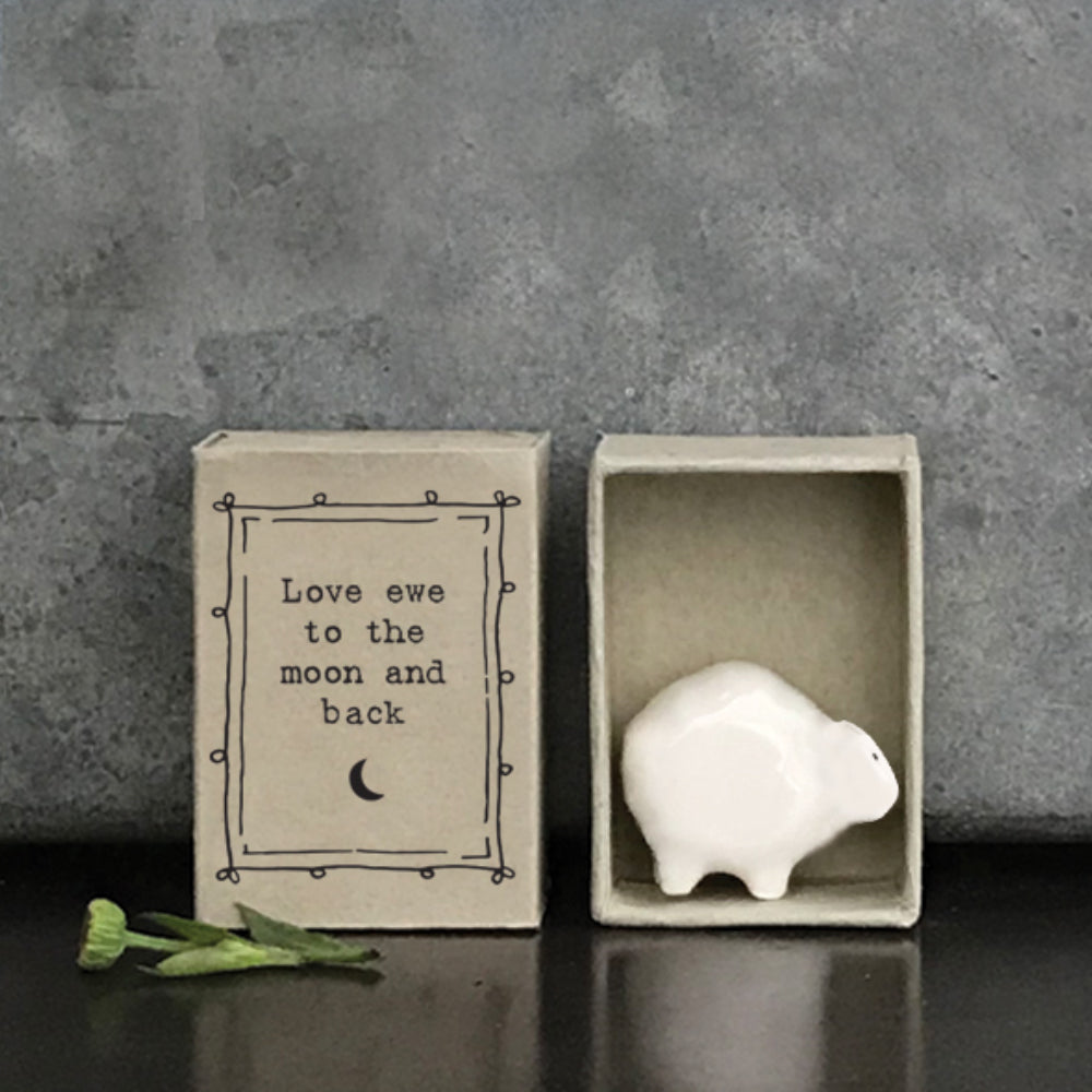 Love Ewe To The Moon and Back | Ceramic Sheep | Cracker Filler | Matchbox Gift