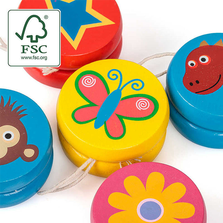 Mini Colourful Wooden Yo Yo for Kids | Single | Mini Gift | Cracker Filler