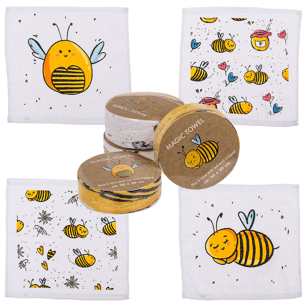 Bee Design Magic Expanding Flannel | Mini Towel | Single | Cracker Filler