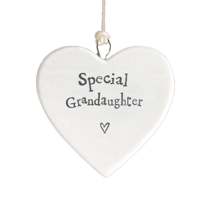 Ceramic Heart Hanging Decoration | Special Granddaughter | Cracker Filler | Mini Gift