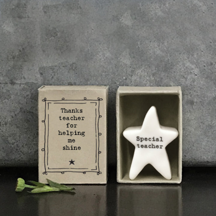 Thanks Teacher | Helping Me Shine | Ceramic Star | Cracker Filler | Matchbox Gift