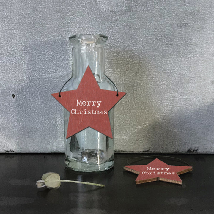 Merry Christmas - Mini Wooden Hanging Star | Cracker Filler | Mini Gift